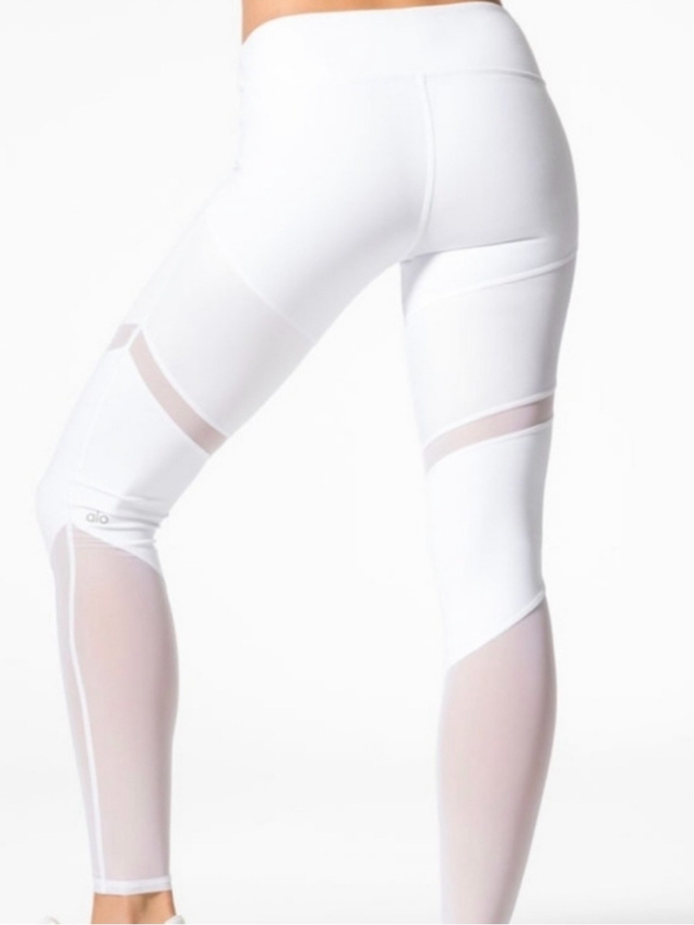 ALO Yoga White Mesh Cut Out Leggings